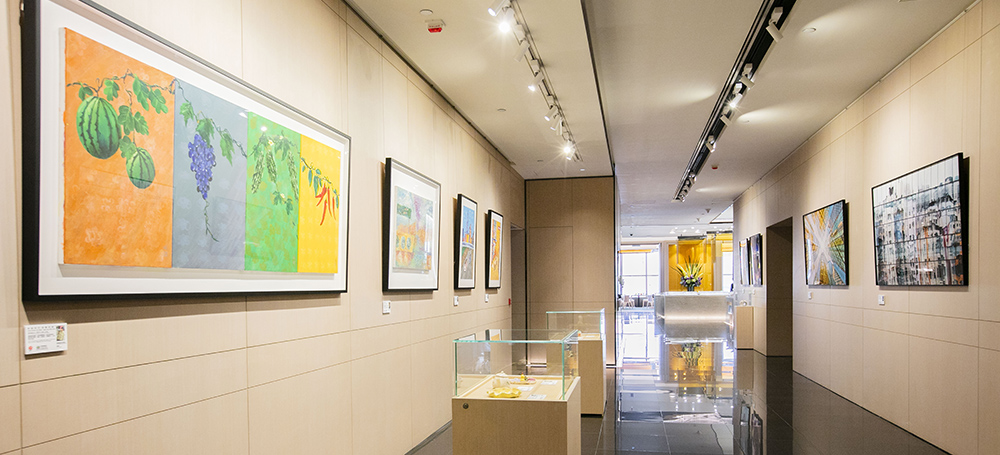 Artworks by artists with disabilities are displayed at Congress Plus restaurant in partnership with Arts with Disabled Association Hong Kong.