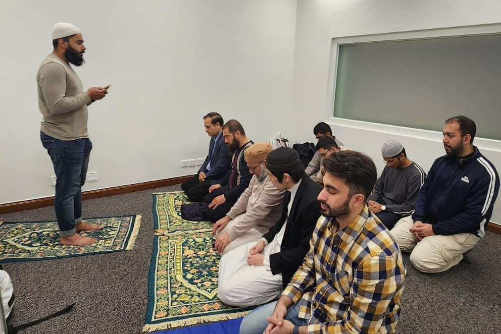 Separate prayer spaces for male and female users are available, marked with the direction of Qibla and equipped with prayer mats for use